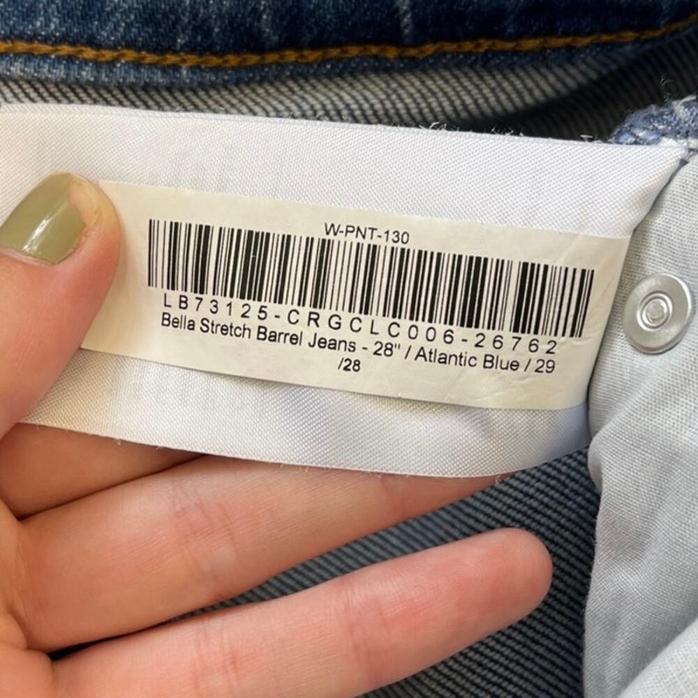 Quince Bella Stretch Barrel Jeans High Rise Atlantic Blue Organic Cotton Size 29 - Picture 9 of 11